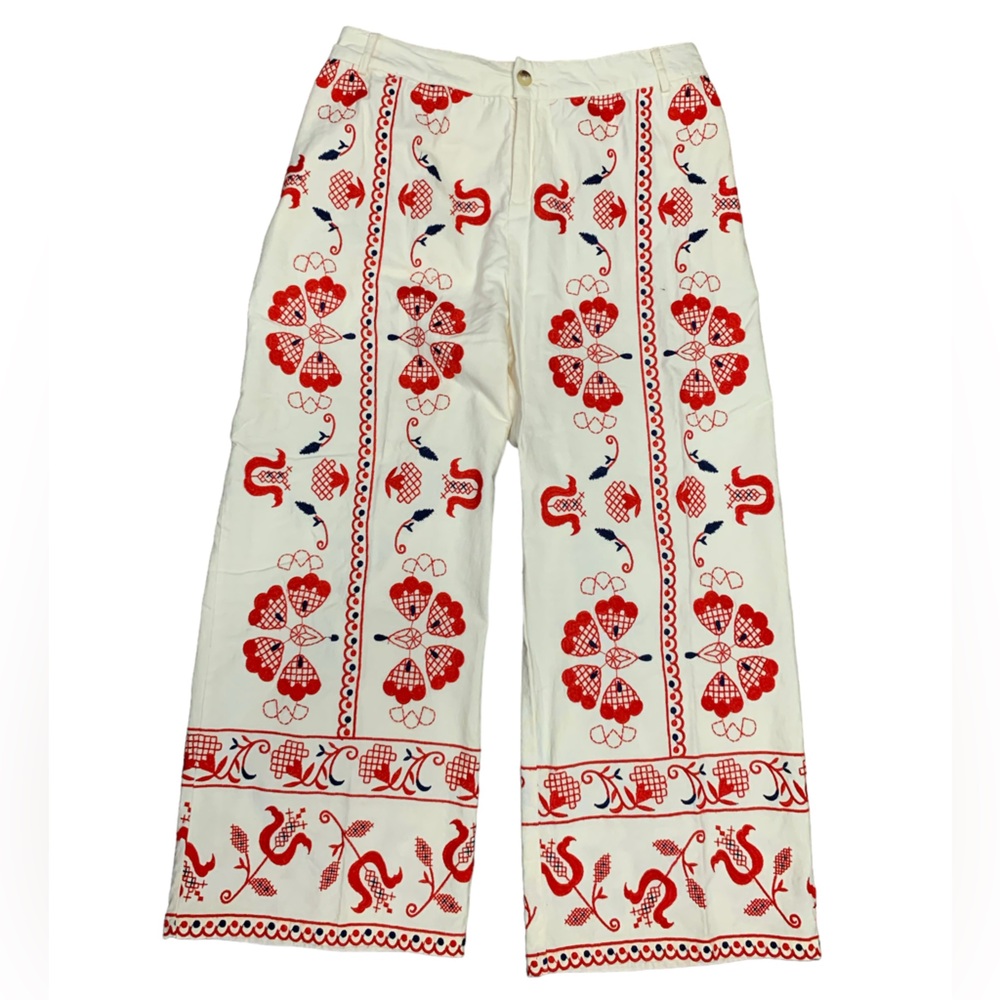 ELOQUII, Studio Embroidered Wide leg Pants